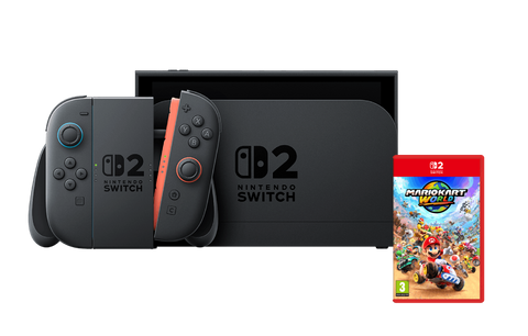 Consola - Nintendo Switch 2, 7.9” Full HD HDR 120 Hz, 256 GB, Magnetic Joy-Con 2 con modo ratón, Azul y Rojo Neón + Juego Mario Kart World (Digital)