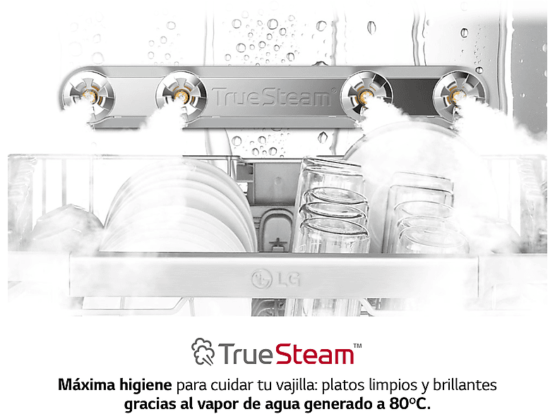 Lavavajillas - LG DF242FPS, Independiente, 14 programas, Lavado a vapor, 60 cm, Inox antihuellas