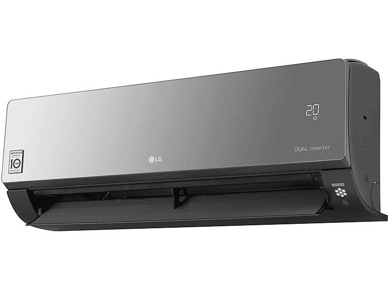 Aire acondicionado - LG MIRROR09UVN, Split 1x1, 2268 fg/h, WiFi, Inverter, Bomba de calor, Negro