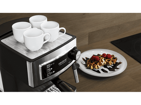 Cafetera express - Cecotec Power Espresso 20, 850W, Presión 20 bares, Depósito 1.5L, Brazo doble salida, Vaporizador, Inox