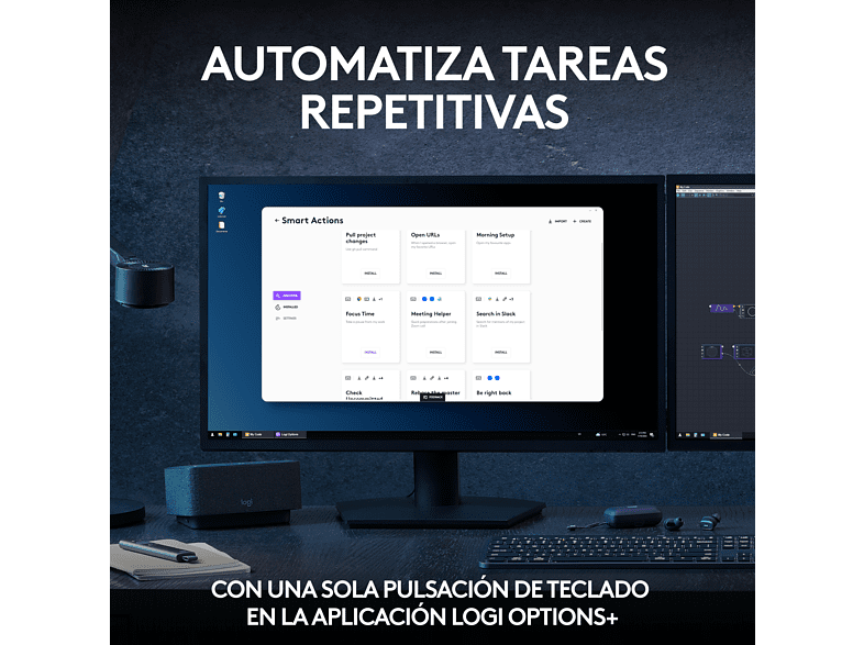 Pack Teclado + Ratón - Logitech Combo MX KEYS S, Inalámbrico, Bluetooth, Iluminación personalizable, Windows/Mac, USB C, Negro
