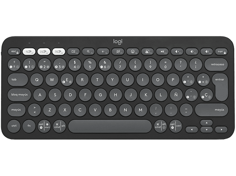 Teclado inalámbrico - Logitech K380S, Bluetooth-USB, Multidispositivo, Multisistema, Teclas programables, Teclas de accesos directos, Negro