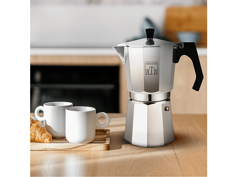 Cafetera tradicional - Cecotec Mokclassic 300 Shiny, 3 tazas, 150 ml, Aluminio fundido, Shiny