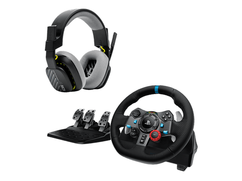 Volante - G29 + Auriculares gaming ASTRO A10, PlayStation 5 y 4/PC, Micrófono, Force Feedback, Negro y Blanco