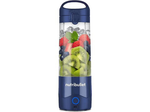 Batidora de vaso - Nutribullet Portable NBP003NBL, Batidora personal, Vaso portátil 0.475 l, Asa transportable, Carga USB-C, 2000 mAh, Azul