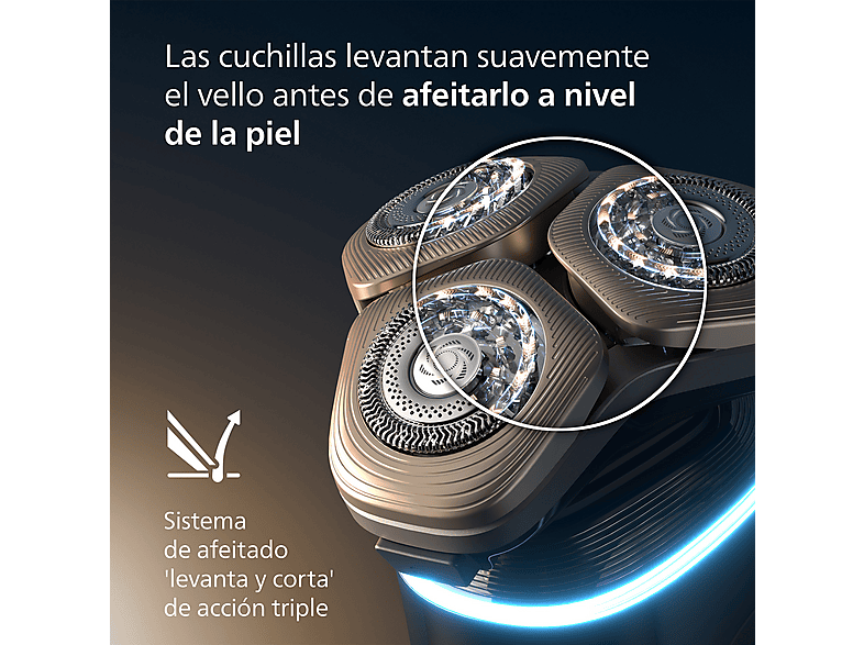 Afeitadora - Philips i9000 Prestige Ultra XP9400/31, Afeitado en seco/mojado con tecnología SkinIQ Pro, Sensor IA de presión y control, App smartphone