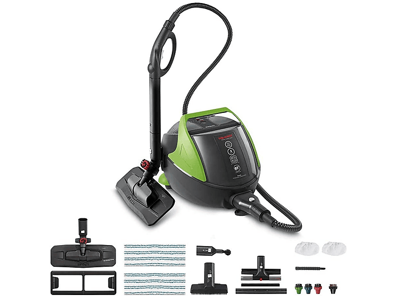 Limpiador de vapor - Polti Vaporetto Pro 95 Turbo Flexi, 1.3 l, 1100 W, 5 bares, Negro y Verde