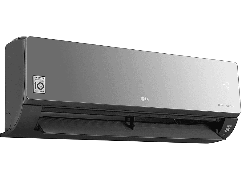 Aire acondicionado - LG MIRROR09UVN, Split 1x1, 2268 fg/h, WiFi, Inverter, Bomba de calor, Negro