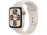 APPLE Watch SE (2023), GPS+CELL, 44 mm, Caja de aluminio blanco estrella, Vidrio delantero Ion-X, Talla M/L, Correa deportiva blanco estrella