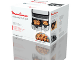 Freidora de aire - Moulinex Dual Fry & Grill EZ905D, Cocinado Dual, 2 Cubetas, 2700W, 8.3 L, 200 °C, Tecnol. Extra-Crisp, Grill, 8 Modos, Táctil, Inox