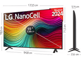 TV LED 55 - LG 55NANO82T6B, UHD 4K, Procesador Inteligente 4K α5 Gen7, Smart TV, DVB-T2 (H.265), Negro