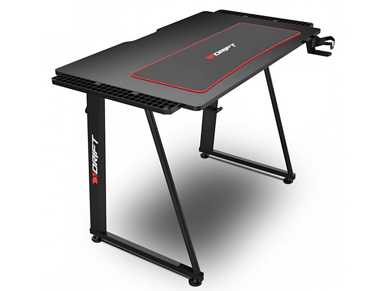 Mesa gaming - Drift DRDZ75, Acabado en fibra de carbono, Alfombrilla lavable, 113 x 60 x 75 cm, Negro