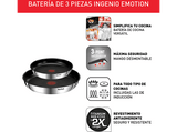 Set de sartenes - Tefal Ingenio Emotion 8973S45, 22 y 26 cm, Mango Extraíble, Revestimiento Titanio Antiadherente, Tecnol. Thermo-Signal™, Acero Inox