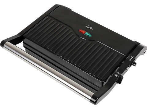 Sandwichera - Jata JEGR1107, 1000W, Parrilla eléctrica y grill, Base antiadherente, Apertura 180º, Negro