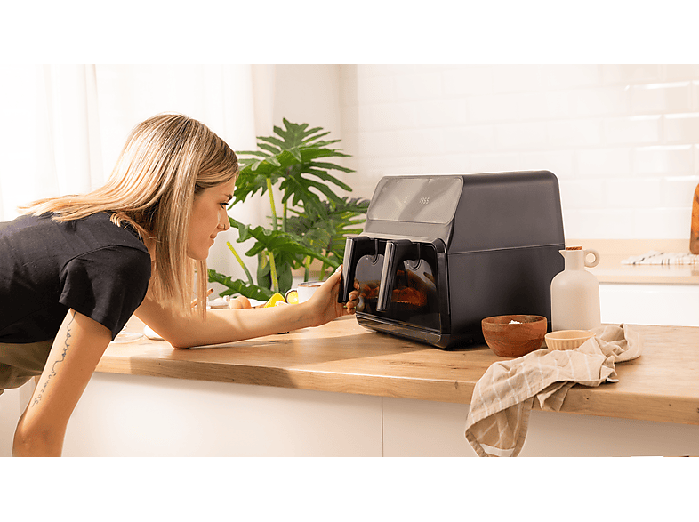 Freidora de aire - Cecotec Cecofry Advance 9000 Window, 2850 W, 9 L, Opción dividir la cubeta en dos de 4.5 L, 6 Modos, Black