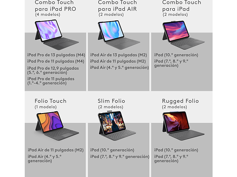 Funda con teclado - Logitech Combo Touch iPad Pro 13 inch, Retroiluminación, Accesos directos, Teclado extraíble, 4 modos de uso, Trackpad, Negro