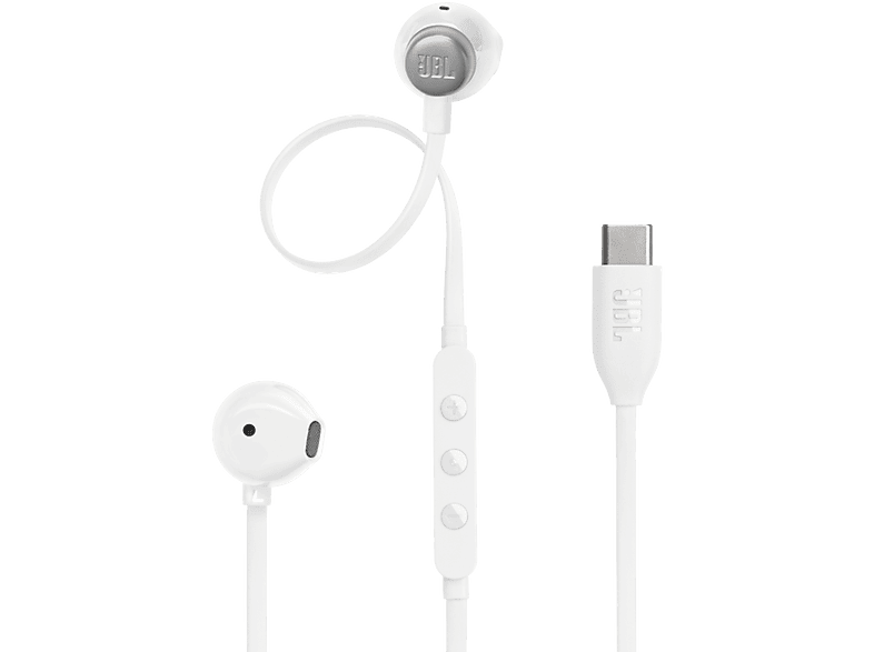Auriculares de botón - JBL Tune 305C, Intraurales, Bluetooth, Con cable, Micrófono, White