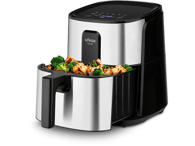 Freidora de aire - Ufesa Hawk, 1500 W, 6 l, 6 programas, Temporizador hasta 60 min, Función vapor, Negro