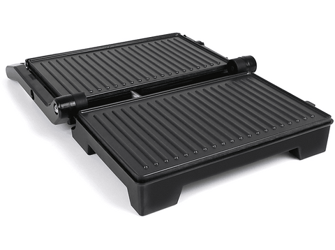 Sandwichera - Jata JEGR1107, 1000W, Parrilla eléctrica y grill, Base antiadherente, Apertura 180º, Negro