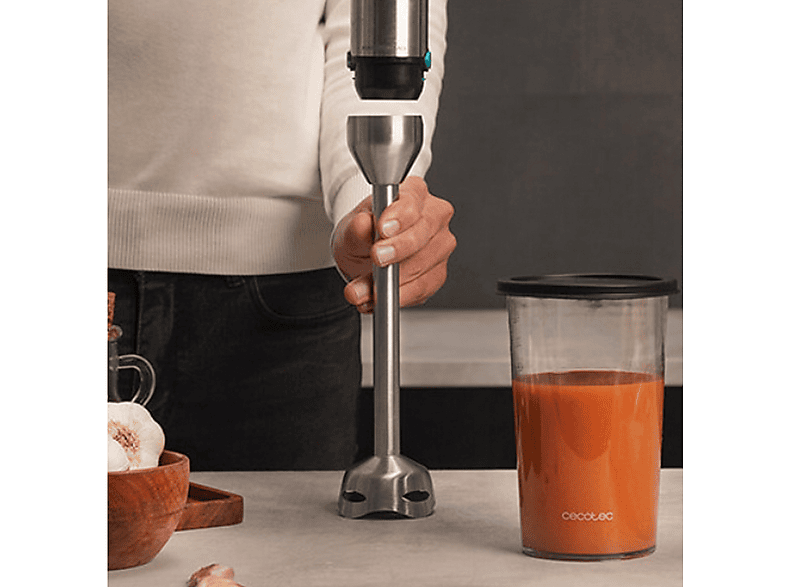 Batidora de mano - Cecotec Power TitanBlack 1500 XL PerfectCream&Crush, 1500 W, 0.8 l, Función Turbo, Plata
