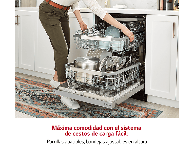Lavavajillas - LG DF242FPS, Independiente, 14 programas, Lavado a vapor, 60 cm, Inox antihuellas