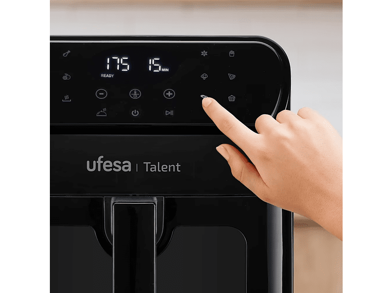 Freidora de aire - Ufesa Talent, 6.5 l, 1500 W, 13 Programas de cocinado, Temporizador 60min, Negro