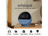 Reloj despertador inteligente - Amazon Echo Spot (modelo 2024), Sonido de calidad y Alexa, Azul