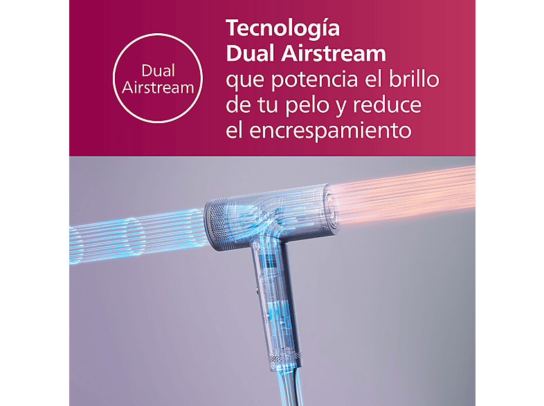 Secador - Philips SERIE 8000 BHD839/10, 1400 W, 7 Niveles de calor, 3 Velocidades, Difusor incluido, Azul Adriático