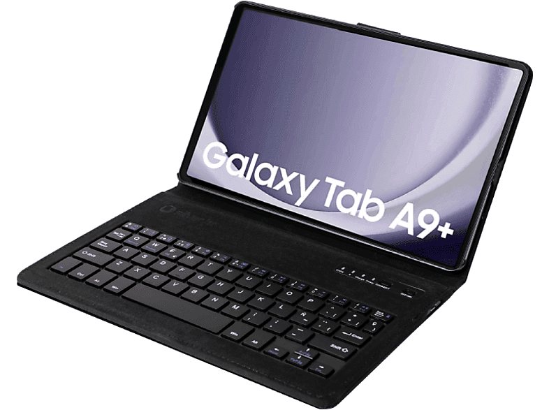 Funda tablet - Silver HT Samsung A9+, Para 11, Teclado Bluetooth, Cable USB-C, Antideslizante, Negro