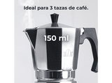 Cafetera tradicional - Cecotec Mokclassic 300 Shiny, 3 tazas, 150 ml, Aluminio fundido, Shiny