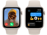 APPLE Watch SE (2023), GPS+CELL, 44 mm, Caja de aluminio blanco estrella, Vidrio delantero Ion-X, Talla M/L, Correa deportiva blanco estrella
