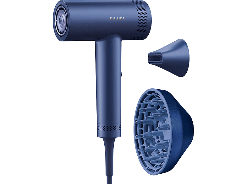 Secador - Philips SERIE 8000 BHD839/10, 1400 W, 7 Niveles de calor, 3 Velocidades, Difusor incluido, Azul Adriático