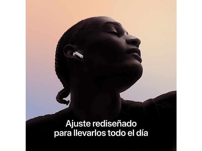 Apple AirPods 4 (2024 4ª gen), Inalámbricos, Bluetooth®, Estuche de carga inalámbrico, Chip H2, Siri, USB-C, Blanco