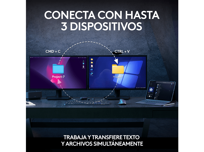 Pack Teclado + Ratón - Logitech Combo MX KEYS S, Inalámbrico, Bluetooth, Iluminación personalizable, Windows/Mac, USB C, Negro
