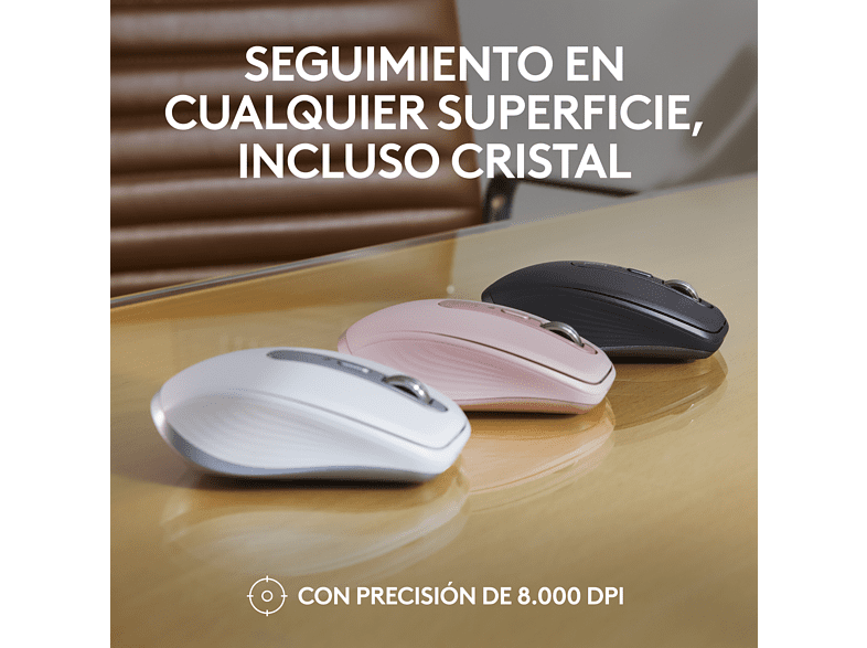 Ratón inalámbrico - Logitech MX Anywhere 3S, Inalámbrico, Bluetooth, 8000 ppp, Multiplataforma, Botones programables, Blanco