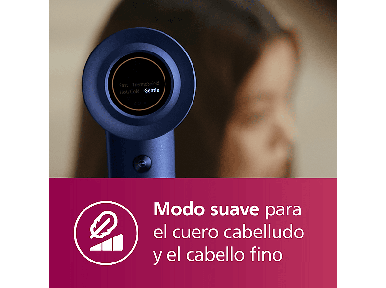 Secador - Philips SERIE 8000 BHD839/10, 1400 W, 7 Niveles de calor, 3 Velocidades, Difusor incluido, Azul Adriático