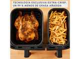 Freidora de aire - Moulinex Dual Fry & Grill EZ905D, Cocinado Dual, 2 Cubetas, 2700W, 8.3 L, 200 °C, Tecnol. Extra-Crisp, Grill, 8 Modos, Táctil, Inox