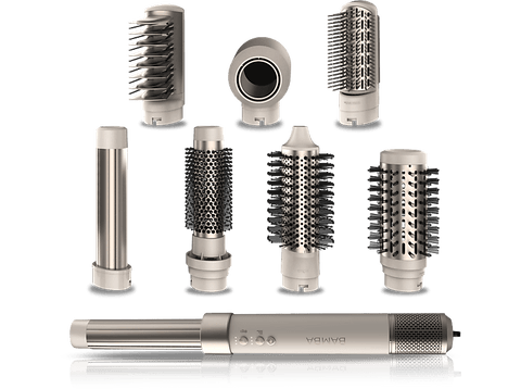Moldeador - Cecotec Bamba CeramicCare AirGlam Champagne, Tecnología iónica, 8 en 1, 3 velocidades, 3 temperaturas, 8 accesorios, Champagne