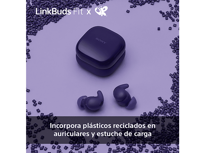 Auriculares True Wireless - Sony LinkBuds Fit, Cancelación de ruido (Noise Cancelling), Bluetooth, HiRes, 21 horas, iOS y Android, Google, IPX4,Morado