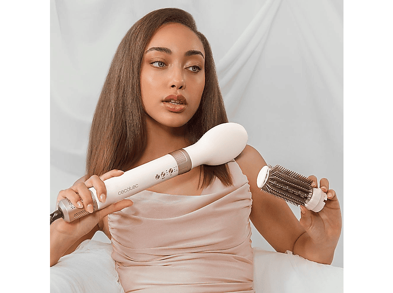 Moldeador - Cecotec Bamba CeramicCare 14in1 AirGlam Champagne, con tecnología Coanda, Cabezales con Revestimiento de Cerámica y Keratina, Champagne