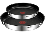 Set de sartenes - Tefal Ingenio Emotion 8973S45, 22 y 26 cm, Mango Extraíble, Revestimiento Titanio Antiadherente, Tecnol. Thermo-Signal™, Acero Inox