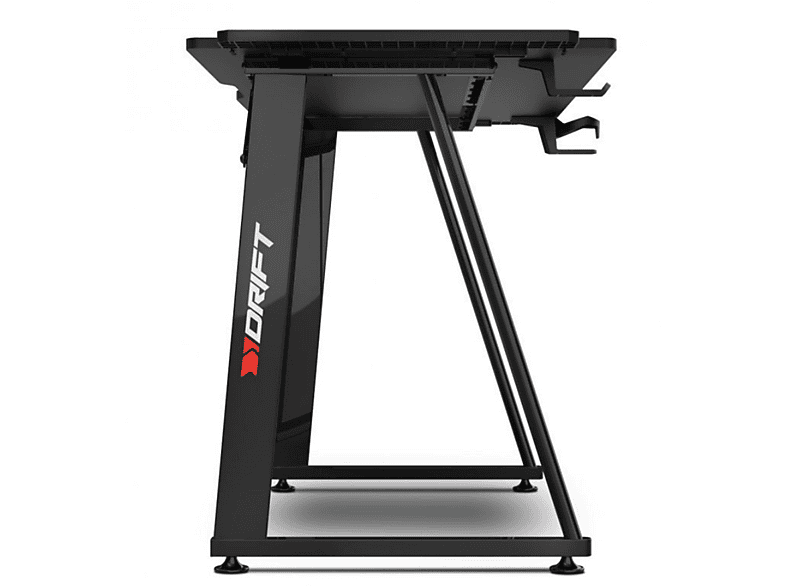 Mesa gaming - Drift DRDZ75, Acabado en fibra de carbono, Alfombrilla lavable, 113 x 60 x 75 cm, Negro