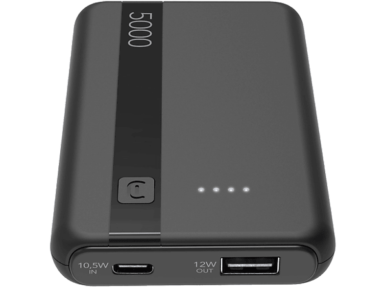 Powerbank - CellularLine PBENTRY5000K, 5000 mAh, USB tipo A a USB tipo C, Negro
