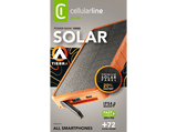 Powerbank - CellularLine PBSOLAR10000O, 10000 mAh, USB tipo C a USB tipo C, Naranja y negro