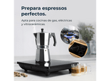Cafetera tradicional - Cecotec Mokclassic 300 Shiny, 3 tazas, 150 ml, Aluminio fundido, Shiny