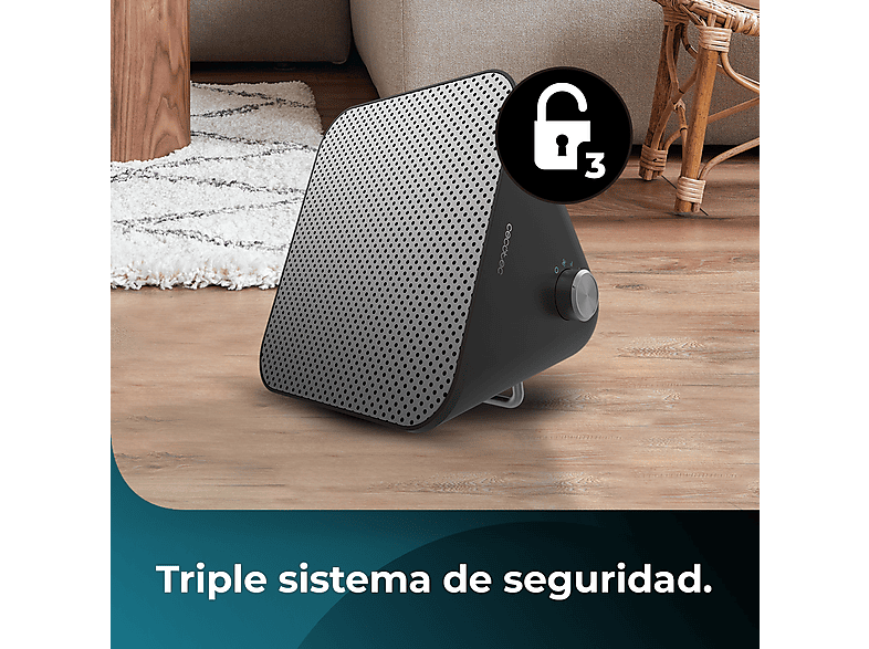 Calefactor - Cecotec ReadyWarm 1500 Max Ceramic Design Black, 1500 W, 3 modos, 15 m², Termostato regulable, Ligero, Black
