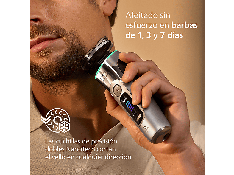 Afeitadora - Philips i9000 Prestige Ultra XP9404/46, Afeitado en seco/mojado con tecnología SkinIQ Pro, Sensor IA de presión y control, App smartphone