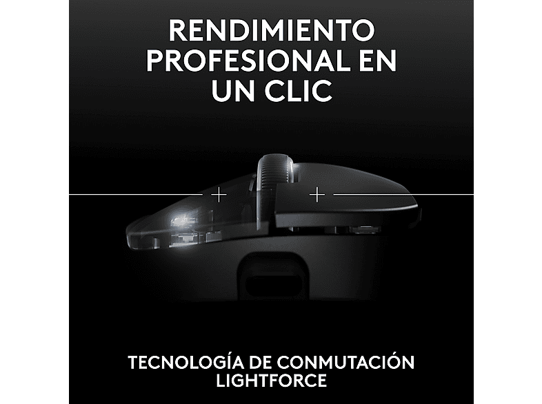 Ratón gaming - Logitech Pro X Superlight 2 DEX, 44.000 ppp, Lightspeed, Interruptores Lightforce, 95h batería, Sensor Hero 2, 60 gramos, Negro