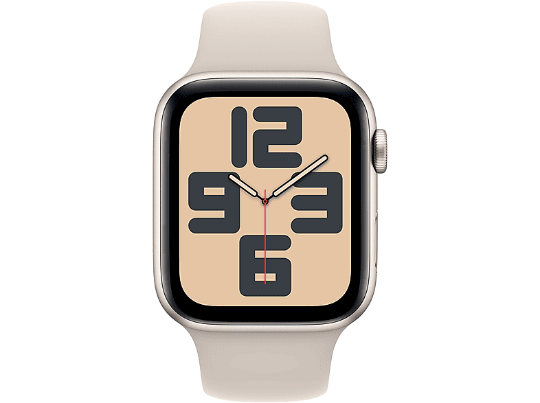 APPLE Watch SE (2023), GPS+CELL, 44 mm, Caja de aluminio blanco estrella, Vidrio delantero Ion-X, Talla M/L, Correa deportiva blanco estrella