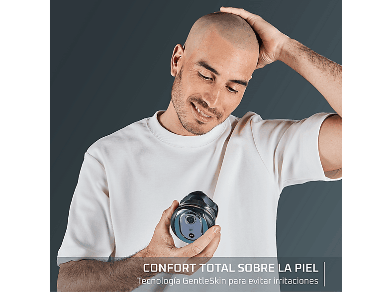 Afeitadora  Rowenta Barber Experience, Afeitadora de cabeza, 5 cabezales, Autonomía 80 min, Wet & Dry, Ergonómico, Cuchillas flexibles, Neceser, Negro